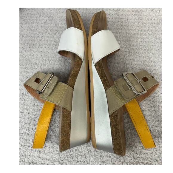 Naot Women's White Tan Leather Wedge Heel Sandals Size 10 AS IS #59861 - Picture 5 of 8